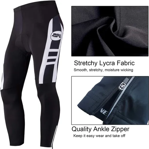 Vista 4 de Cycling Pants for Men Road Bike Compression Tights Winter Biking Bottoms with Padding UV Proof