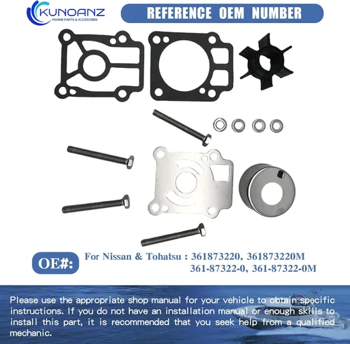 Vista 3 de Kit de reparación de impulsor de bomba de agua 361873220 361-87322-0/0M para Nissan Tohatsu 25 30 40 HP 2-Stroke fuera de borda 25HP 30HP 40HP