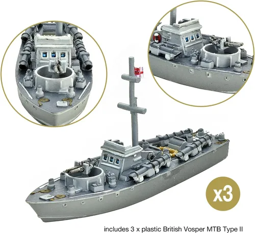 Vista 3 de Cruel Seas Strike Fast, Strike Hard! Cruel Seas Starter Set 1:300 WWII Naval Militar Wargaming Plastic Model Kit 781510001