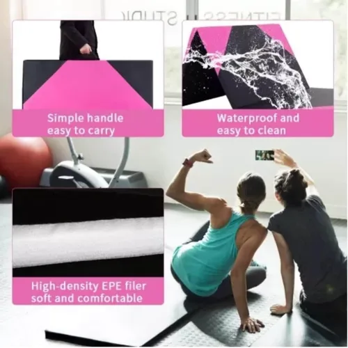 Vista 4 de Colchonetas para gimnasia para el hogar, 4 x 10 x 2 pulgadas, almohadilla de ejercicio de gimnasio con asas de transporte, alfombrilla de ejercicio