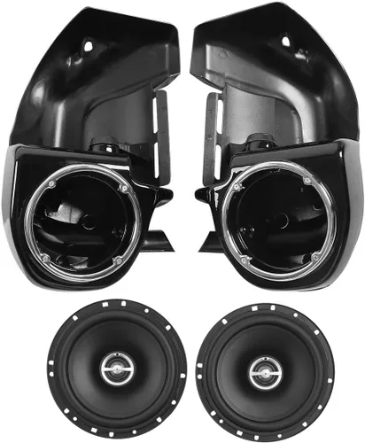 Vista 23 de Carenados para motocicletas para Harley, SLMOTO Carenado inferior ventilado negro vívido para piernas con altavoces de 6.5" y rejillas para Harley