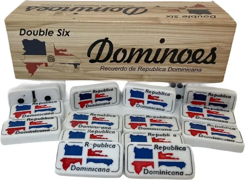 Vista 6 de Bandera de país de República Dominicana grabada dominó doble seis