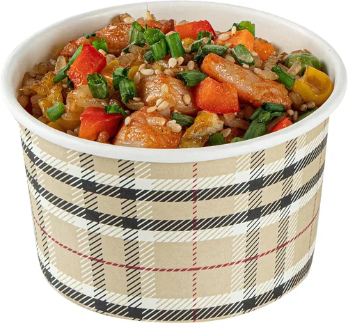 Vista 44 de Restaurantware Coppetta - Vasos de postre de 3 onzas, 50 tazas desechables para helado, tapas se venden por separado, cuencos de papel a cuadros