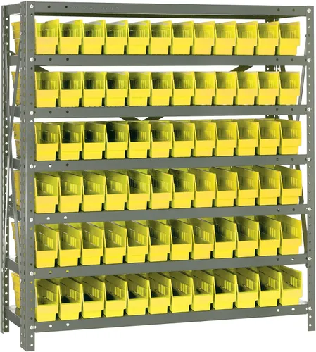 Vista 530 de Quantum QSBU-245BK Heavy Duty Shelving Unit with (7) Shelves and (24) QUS245 Black Bins for Garage Warehouse Storage Distribution 400 lb Load