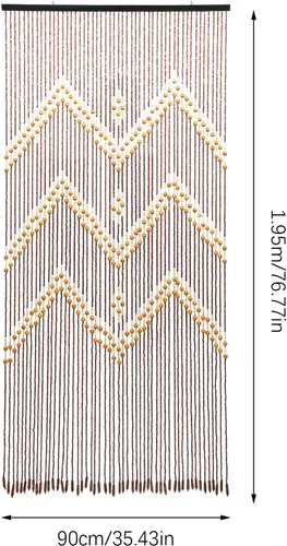 Vista 6 de Cortina de madera de bambú natural con cuentas de 52 hebras de madera para colgar, divisor decorativo hecho a mano, bohemio, de madera, para puerta