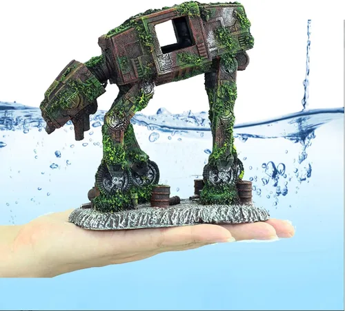 Vista 5 de Ornamento de acuario, perro robot de resina, decoración de pecera, cueva para esconderse de peces Betta, accesorios de acuario para peces Betta