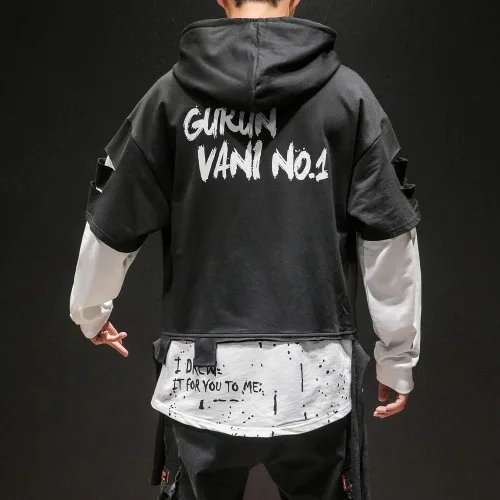 Vista 5 de Sudadera con capucha para hombre con capucha y retazos de moda