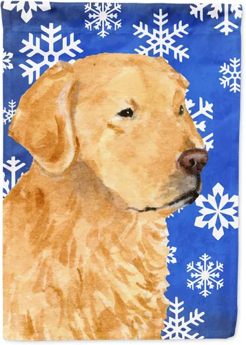 Vista 136 de Caroline's Treasures SC9374GF Bulldog English Snow flakes Holiday Garden Flag Buzón Bandera decorativa para patio exterior, patio, obras de arte