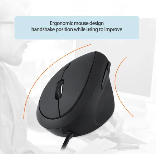 Vista 6 de Ratón ergonómico con cable, ratón vertical óptico con 3 ajustables 800/1200/1600, 6 botones USB ratón de computadora