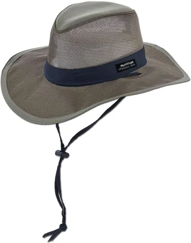 Vista 7 de Sombrero de Sol Safari de Corona de Malla para Hombres, Ala de 3 pulgadas, Cordón Ajustable para la Barbilla, Protección Solar UPF (SPF) 50+ Carbón