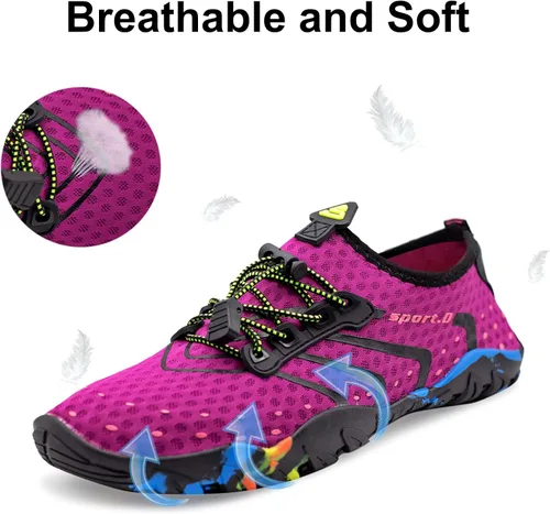 Vista 4 de Teemie Zapatos de agua para hombres y mujeres, secado rápido, calcetines acuáticos para exteriores, zapatos deportivos