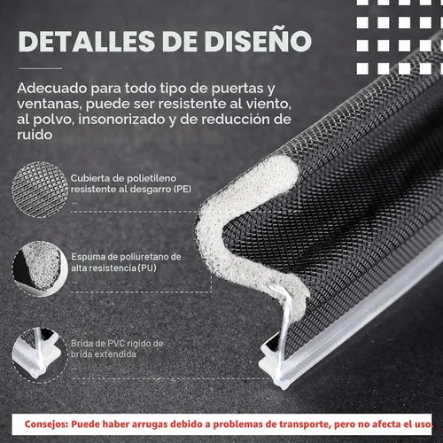 Vista 4 de BBTO Burlete para puertas y ventanas Burlete exterior en forma de V para puerta de garaje con espuma de bloqueo de espacio con ranura de sierra Negro