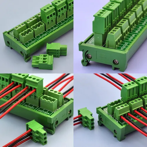 Vista 3 de Electronics-Salon Módulo de distribución de bloque de terminales de tornillo de 8 x 3 posiciones 10A/300 V enchufable para montaje en carril DIN