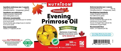 Vista 2 de Nutridom Aceite de Onagra Omega-6 y GLA 500mg 200Softgels