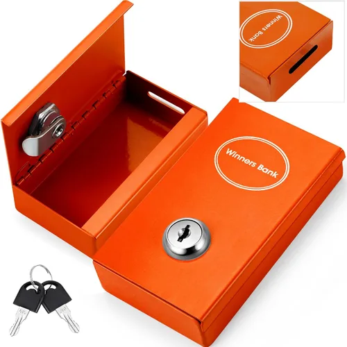 Vista 17 de Reallnaive 1 Paquete Caja de Metal para Apostadores Tamaño de Bolsillo Banco Ganador Caja de Dinero de Casino con 2 Llaves Caja Fuerte Portátil