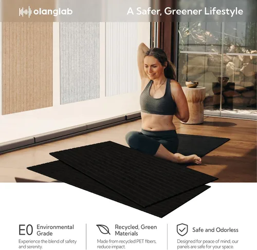 Vista 4 de Olanglab Paquete de 10 paneles acústicos de pared, 48 x 24 pulgadas por cada panel acústico, absorbentes de sonido, paneles de sonido decorativos