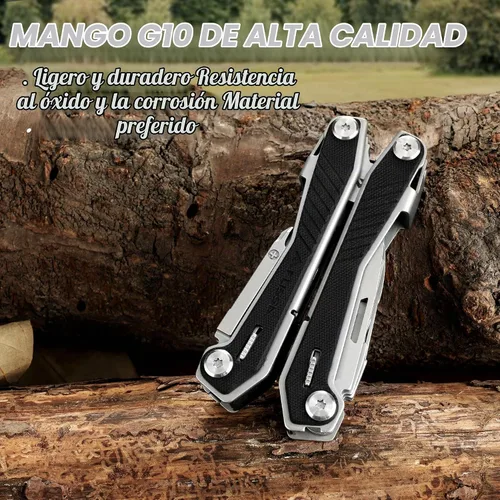 Vista 5 de FLISSA - Multiherramienta 16 en 1, multiherramienta EDC, multiherramienta de utilidad Gift for Men, G10 Handle, Stainless Steel, Pocket Knife