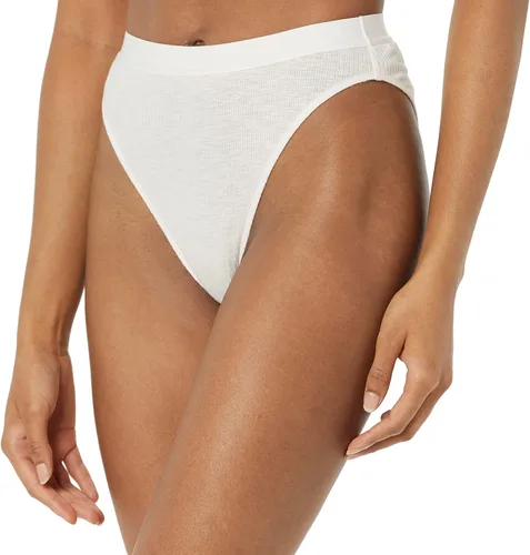 Vista 2 de Tienda Essentials Tanga de cintura alta acanalada para mujer, paquete de 4