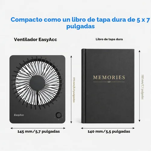 Vista 8 de EasyAcc Ventilador de viaje de 6000 mAh, ventilador de escritorio USB