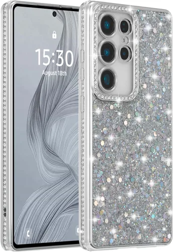 Vista 17 de FABSPARK Funda para Samsung Galaxy S22, Cristal Brillante Diamante Pedrería Lentejuela Brilloso Reluciente Espumoso Brillante Lujoso Galvanizado