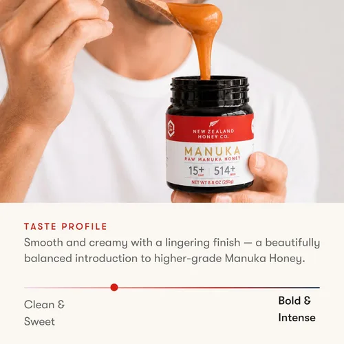 Vista 9 de New Zealand Honey Co. Miel de manuka cruda UMF 15+ MGO 514+, certificado UMF / 8.8oz