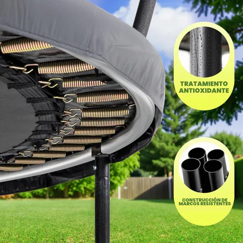 Vista 4 de 10FT 12FT 14FT 16FT Outdoor Recreational Trampoline with Enclosure Net, Bolt-Free Design Yard Trampoline with Wide Ladder and AntiRust Coating, 2 in