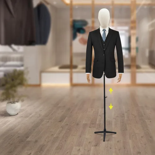 Vista 3 de Maniquí de medio cuerpo masculino con brazo, cuerpo de maniquí de forma de vestido, cuerpo de maniquí de 53 a 76 pulgadas, altura ajustable, maniquí