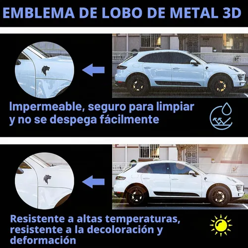 Vista 3 de 2 piezas Cool Wolf Head Car Side/Rear / Front Decor Badge Emblema 3D Autoadhesivo Placa Adhesiva para Coche (negro)