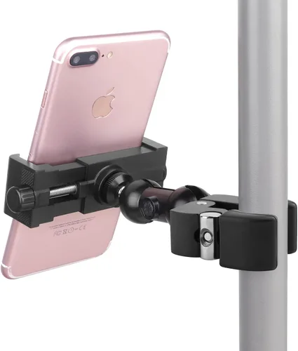 Vista 3 de iTODOS Clip de montaje para teléfono celular para carrito de golf, andador de silla de ruedas, cochecito, bicicleta giratoria, mesa, abrazadera