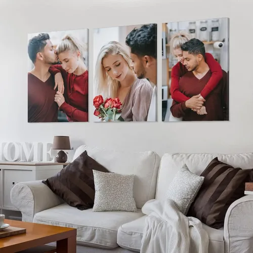 Vista 3 de Juego de arte de pared colgante de 3 paneles, impresiones en lienzo personalizadas con tus fotos, arte personalizado, fotos impresas en lienzo