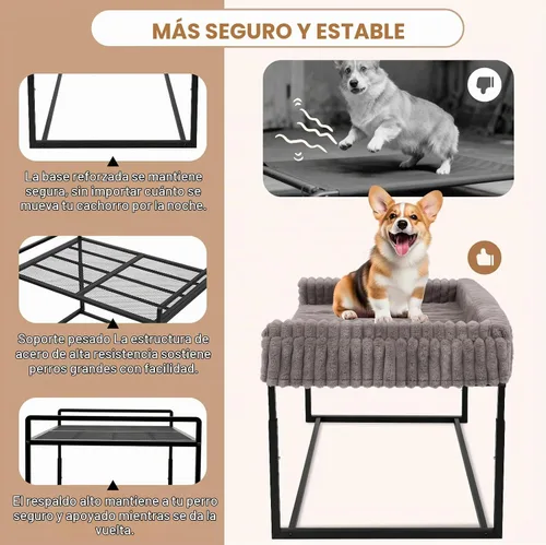 Vista 4 de Cama de noche para perro, altura ajustable, cama elevada para perros