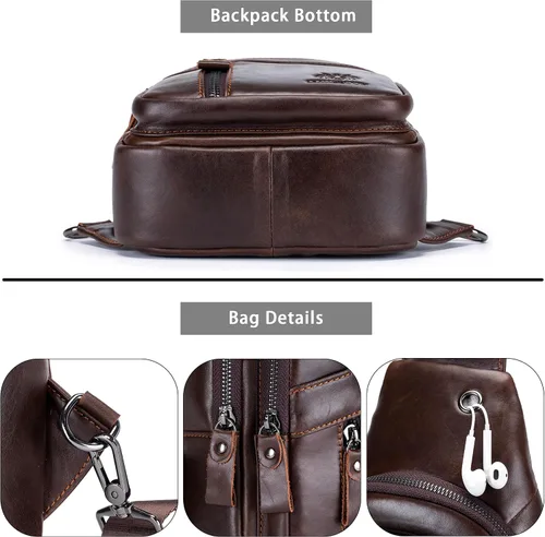 Vista 207 de LUKZIJAES Bolso bandolera de cuero genuino para hombre