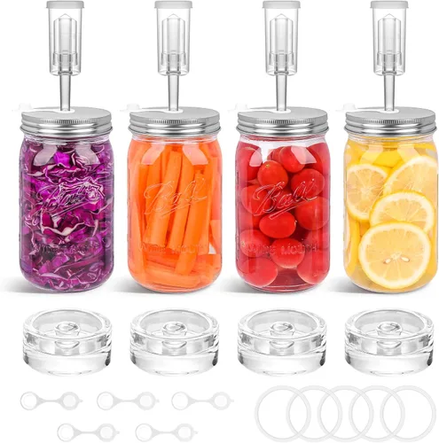 Vista 12 de Kit de fermentación de tarros Mason de 32 onzas, chucrut/decapado con 2 tarros de fermentación, 2 tapas de fermentación, 2 pesos de fermentación