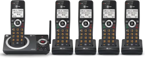 Vista 20 de AT&T DECT 6.0 Teléfono doméstico con cable o inalámbrico con 1 auricular y contestador, bloqueador de llamadas inteligente, identificación