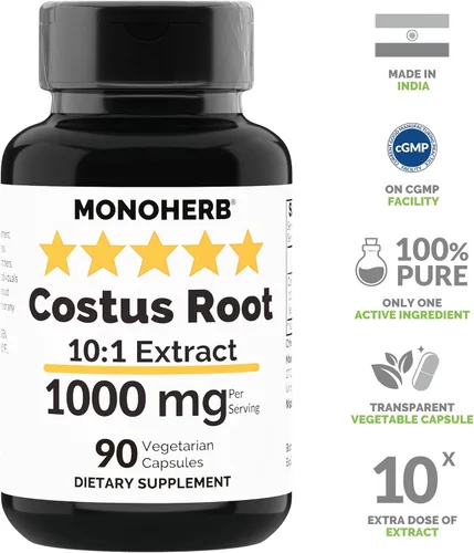Vista 2 de MONOHERB Costus Root 10:1 Extracto - 1000 mg por porción - Tamaño de la porción: 2 cápsulas - 45 porciones por botella
