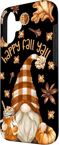 Vista 2 de Funda para iPhone 16 con diseño de especias de calabaza con diseño de gnomo de otoño