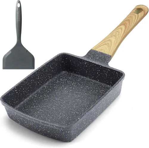 Vista 10 de GiPP Sartén de cerámica antiadherente para huevos, sartén dividida 3 en 1 para tortilla de desayuno, 7.9 pulgadas con mango resistente al calor
