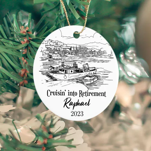 Vista 4 de Adorno personalizado de capitán de barco para hombres y mujeres, adorno de capitán de Navidad 2024, texto personalizado y nombre del año, recuerdos