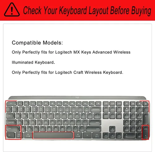 Vista 2 de Protector de teclado de silicona ultra fino de alta calidad, compatible con Logitech Craft, funda de teclado para teclado Logitech MX Keys Advanced
