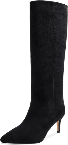 Vista 33 de wetkiss Botas altas hasta la rodilla para mujer, con tacón de gatito y diseño de punta puntiaguda, clásicas y sexys