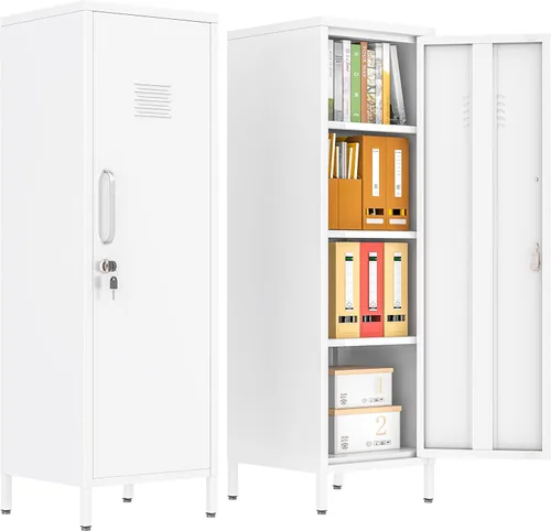 Vista 27 de Gabinete de almacenamiento de casillero de metal de 24.5"H con cerradura - Gabinete pequeño con cerradura para empleados, gabinete de casillero