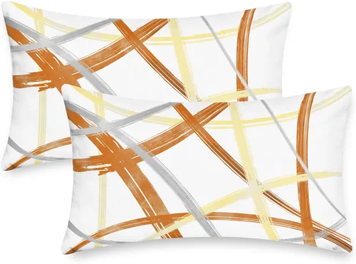 Vista 22 de CaliTime Juego de 2 fundas de almohada decorativas de vellón con líneas geométricas abstractas en forma de arco, para sofá, cama, decoración de casa