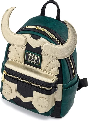 Vista 3 de Loungefly Marvel Loki Cosplay - Bolso de hombro para mujer, de piel sintética, doble correa, Multi, Classic