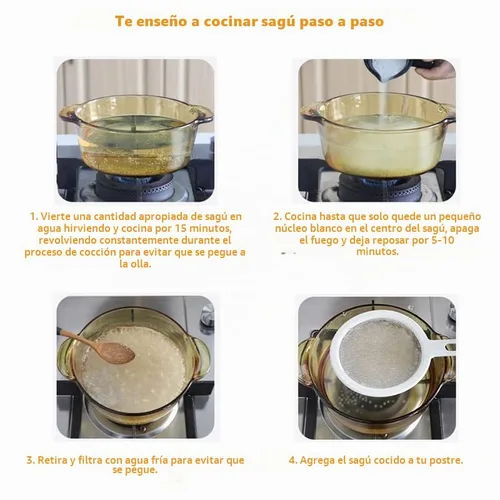 Vista 4 de Soeos Perlas de Tapioca de Sagú 14.1oz, sagú pequeño, rocío de sagú, granos
