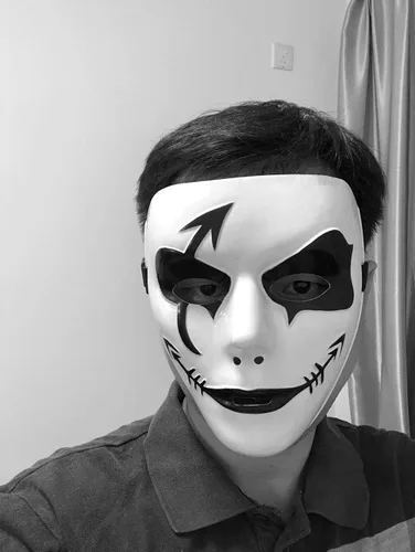 Vista 7 de Dzrige Máscara de Halloween para fiesta espeluznante, fantasma, cosplay, máscara de hip hop, baile callejero, actuaciones, utilería
