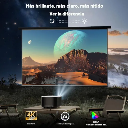 Vista 3 de Outdoor-Projector-4K with WiFi and Bluetooth:[3500 Bright/60W Dolby Audio/Official Licensed Apps],Smart-Projector with AI Auto Focus,ONOAYO ONO5Pro
