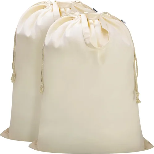 Vista 44 de Bolsa de lona para lavandería con asas y cordón 30 pulgadas de ancho x 35 Bolsa de almacenamiento de lona gruesa, grande, resistente, lavable