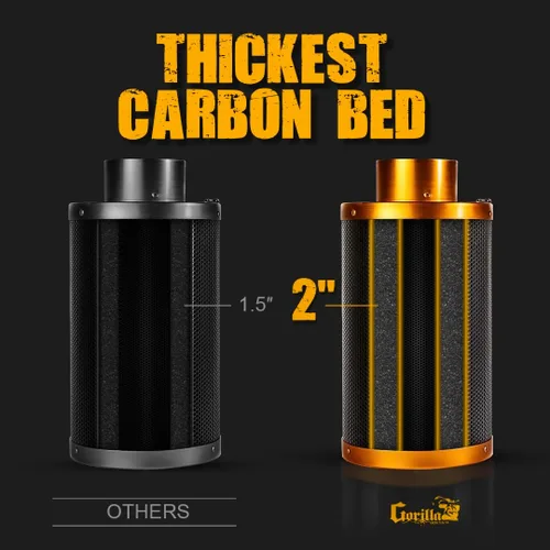 Vista 3 de Gorilla - Filtro de carbono – Carbón más fuerte y duradero, para ventilador de conductos en línea, control de olores, hidroponía, tiendas de cultivo