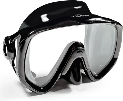 Vista 8 de Tilos Titanica, máscara de lente única para buceo y snorkel (negro, adulto)