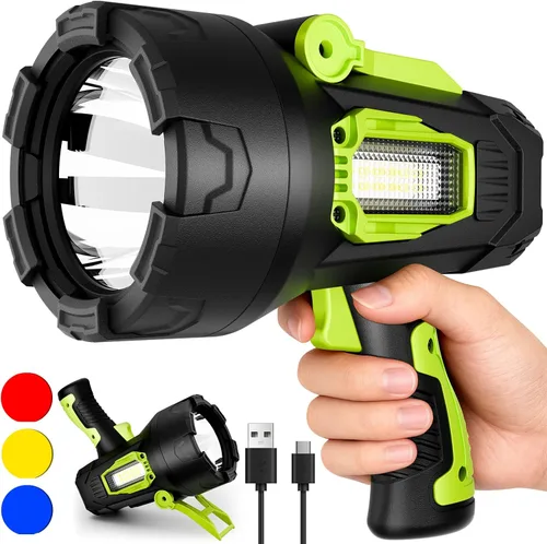Vista 8 de Linterna Reflector Recargable, 990000 Lúmenes LED de Mano Súper Brillante, Impermeable 10000mAh Larga Duración Luces Reflectoras para Navegación